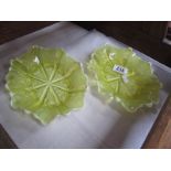 A pair of Victorian vaseline glass dishes.