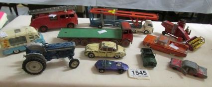 A mixed lot of playworn Die cast including Dinky Foden Lorry, Corgi etc.