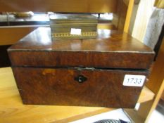 A good inlaid box with inlaid interior in need of attention and a Tunbridge ware box.