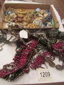 A mixed lot of brooches and 1940's necklaces.