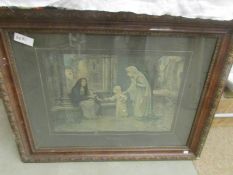 A framed and glazed Victorian print by Sydney Mauschanp entitled 'Charity'. Image 50 x 33.
