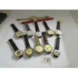 12 gentleman's mechanical wrist watches, all in working order.
