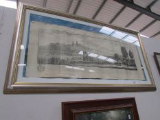 A framed and glazed engraving 'South West Prospect of the City of Lincoln' featuring Lincoln