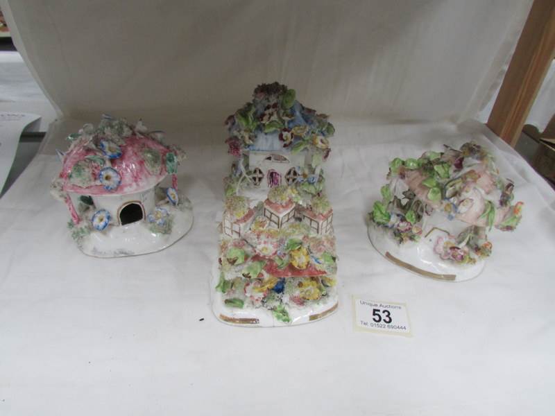 4 19th century porcelain pastille burners, some a/f.