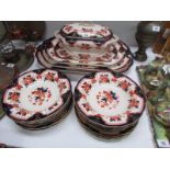 25 pieces of 19th century dinner ware including 3 graduated meat platters, tureen etc.