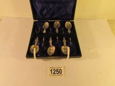 A cased set of 6 silver apostle spoons,.