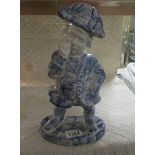 A large blue and white jar in the form of a figure wearing a tricorn hat, (a/f see images).