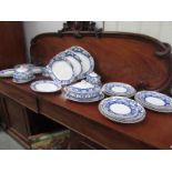 Approximately 45 pieces of Victorian Burslem blue and white dinner ware.