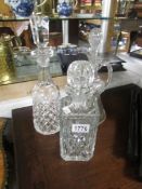 3 glass decanters,