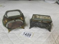 2 French metal and glass jewellery caskets.