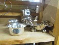 5 items of silver plate including sugar bowl, milk jug etc.