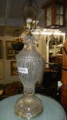 An old glass table lamp.