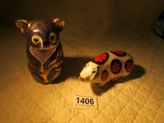2 Royal Crown Derby paperweights being Koala bear and pig.