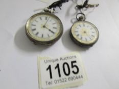 2 Victorian silver fob watches, not working.