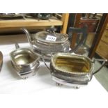 A 3 piece silver plate Walker & Hall tea set.