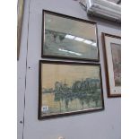 A framed and glazed watercolour signed Rouault.