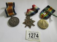 2 WW1 medals and star awarded to 15508 Pte. W. Carnell, Norfolk regiment.