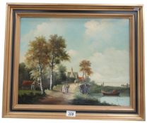 A fine oil on board, Dutch rural scene signed H J Korsten