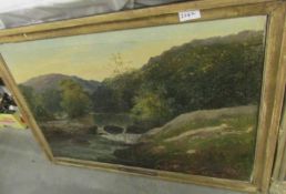 An oil on canvas rural scene by Edwin John Ellis, image 90 x 60 cm.