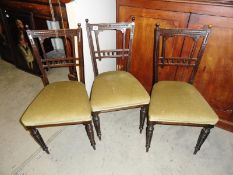3 Edwardian chairs,.