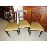 3 Edwardian chairs,.