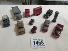 A quantity of Dublo Dinky die cast vehicles including GPO Morris Minor van, Ford Prefect etc.