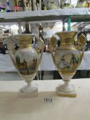 A pair of 19th century hand painted porcelain vases.