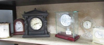 6 assorted mantel clocks.