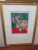 A pencil signed Henri Matisse print entitled 'La Branche De Prunier Fond Vert' (Plum Branch,