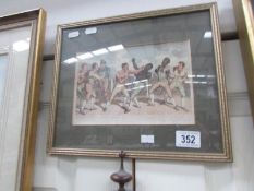 A framed and glazed boxing print.