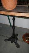 A table with cast iron base.