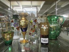 6 pieces of hand decorated glass including gold decorated pieces.