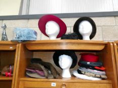A quantity of hats including furs & a stole