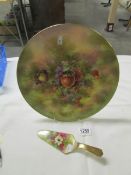 A Royal Winton cake plate and slice, signed B Austin.