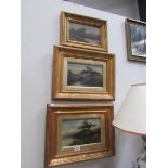 3 framed and glazed Victorian rural scenes, no signature visible.