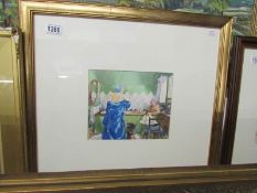 A signed watercolour painting of a bath time scene entitled 'Friday Night' by Eric Dawson (B.