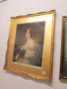 A coloured mezzotint engraving of Mrs Hume Drummond by L Busiere after Sir Henry Raeburn,