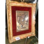 A small framed and convex glazed oil painting of a pub scene signed Mary or Nery?