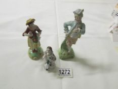 3 19th century figures, one marked Staffordshire ware, Kent, England,