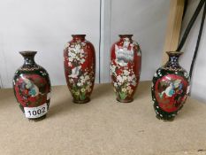 2 pairs of Cloissonne vases (2 vases a/f).