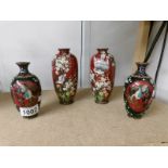 2 pairs of Cloissonne vases (2 vases a/f).