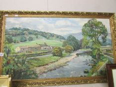 A large oil on canvas by Walter Cecil Horsnell (1911-1997) entitled 'The George, Hubberholme,