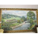 A large oil on canvas by Walter Cecil Horsnell (1911-1997) entitled 'The George, Hubberholme,