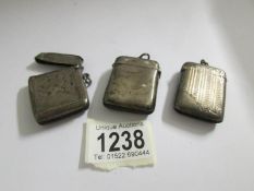 3 silver vesta cases, 1 a/f.