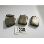 3 silver vesta cases, 1 a/f.