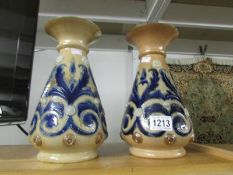 A pair of 19th century stoneware pottery vases from Canal Potteries, stamped T. Smith & Co.