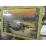 A framed and glazed lake scene signed Enrique Serra, Roma.