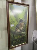 A framed and glazed watercolour entitled 'Toby' singed David Waller. 8-3-00, image 26.5 x 57.5 cm.