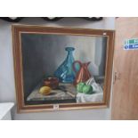 An oil on canvas still life study signed Maxie Stuart.