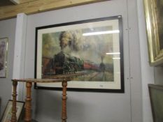 A print of British railways steam locomotive Duke of Gloucester entitled 'The Duke of Camden Bank'